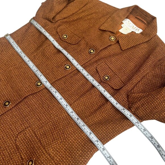 Vintage Escada Margaretha Ley Wool Blend Tweed Blazer Orange Size 14 Gold Button - Picture 13 of 15
